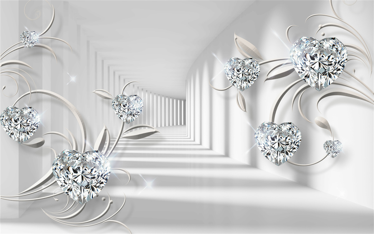Fototapeten Zimmer in Weißtönen mit Diamanten