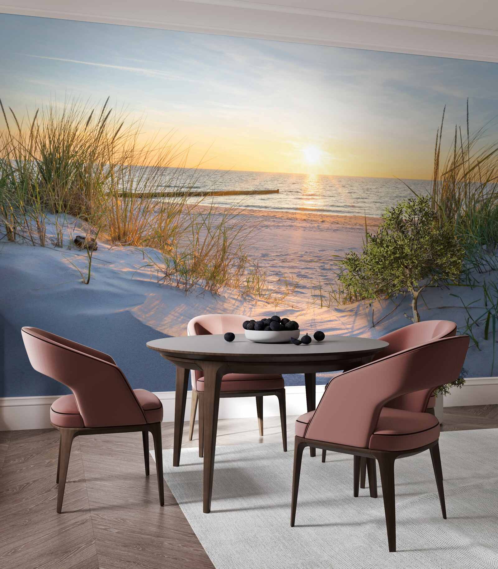 Fototapeten Tapete mit Sonnenuntergang am Strand