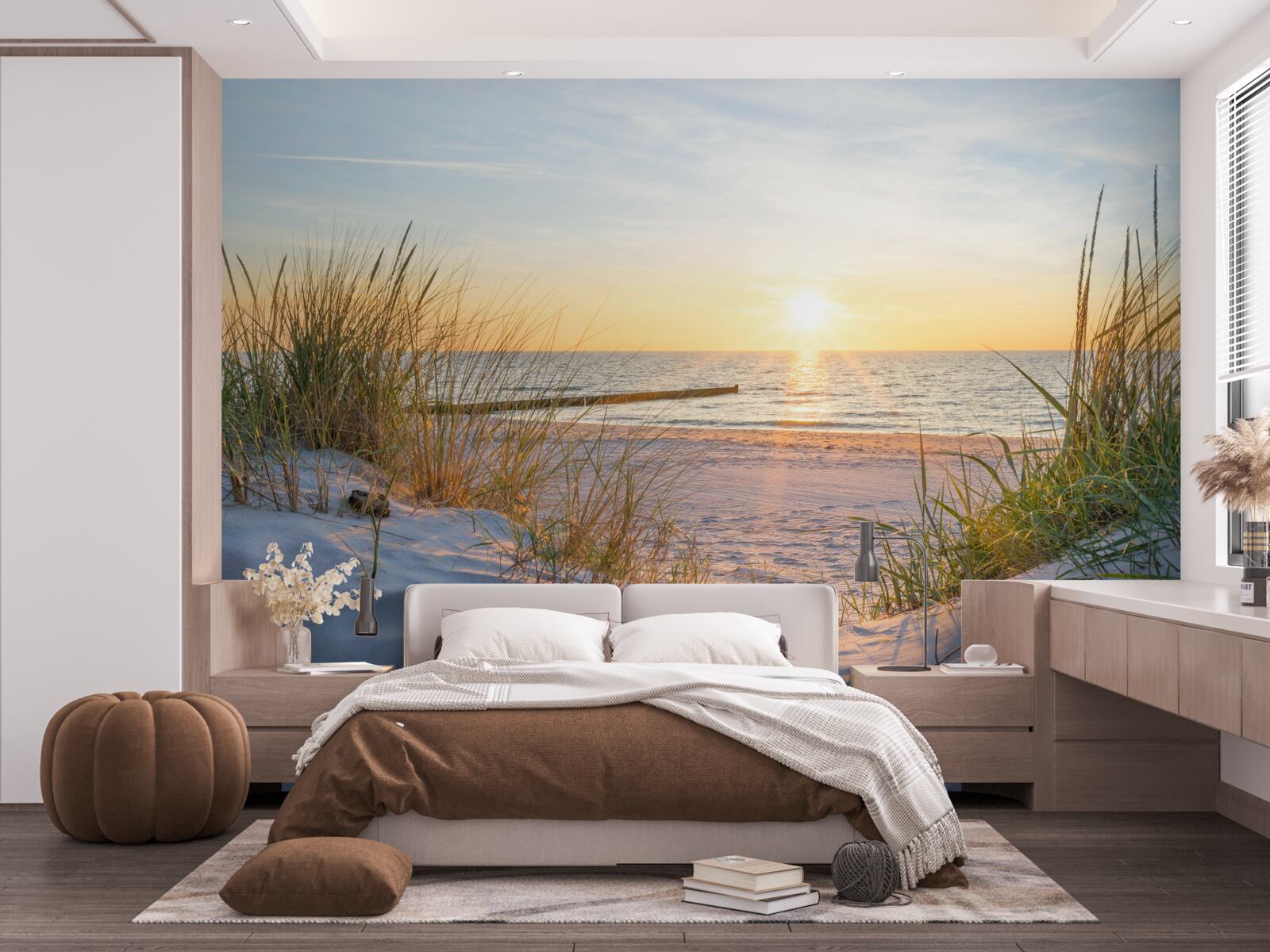 Fototapeten Tapete mit Sonnenuntergang am Strand
