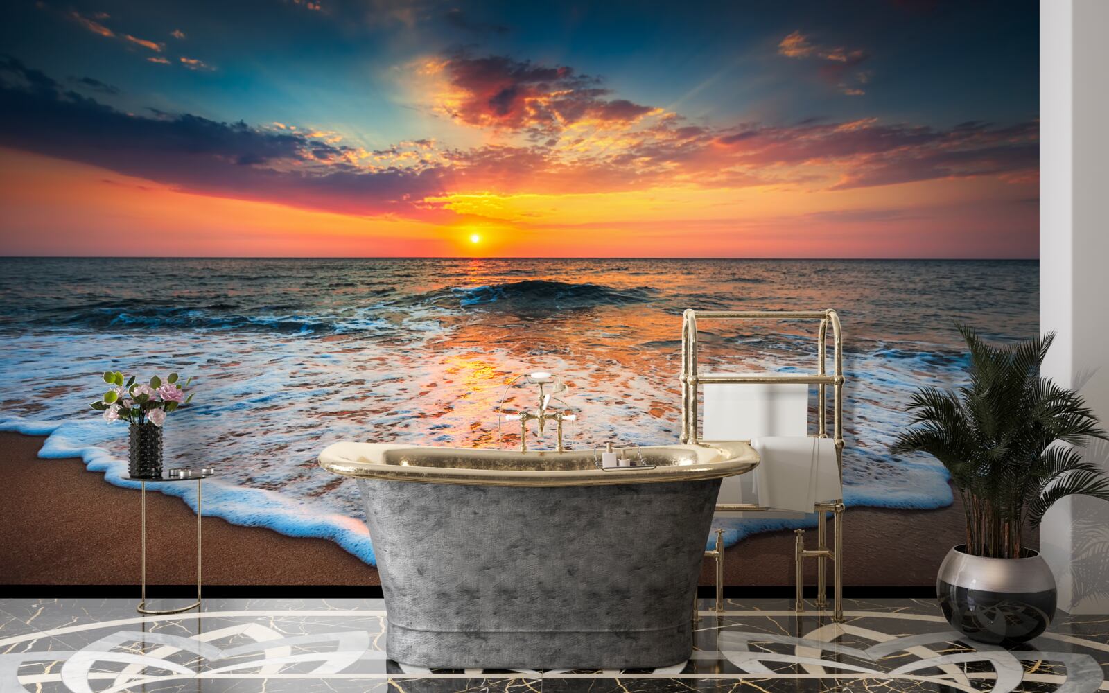 Fototapeten Sonnenuntergang über dem Meer
