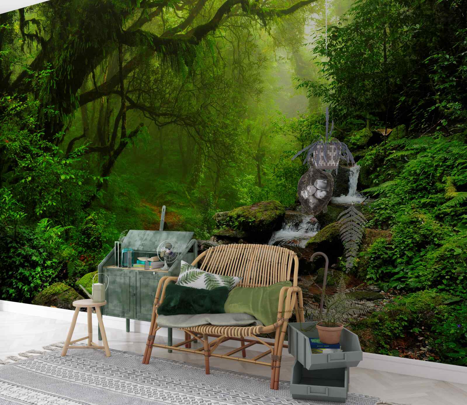 Fototapeten Waldwasserfall