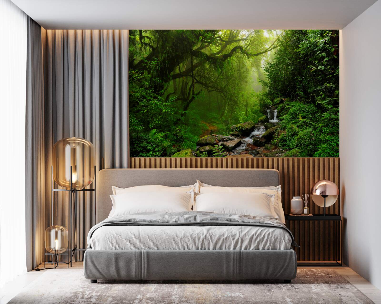 Fototapeten Waldwasserfall