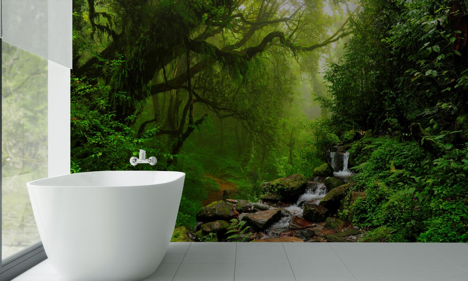 Fototapeten Waldwasserfall