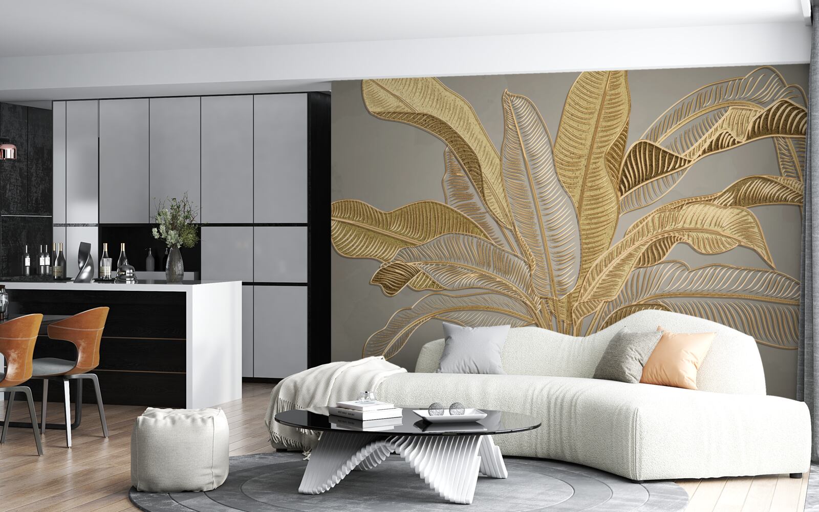 Fototapeten goldene Palme