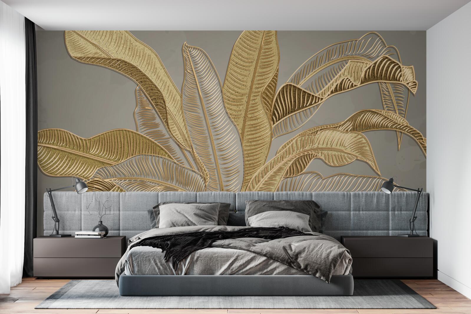 Fototapeten goldene Palme