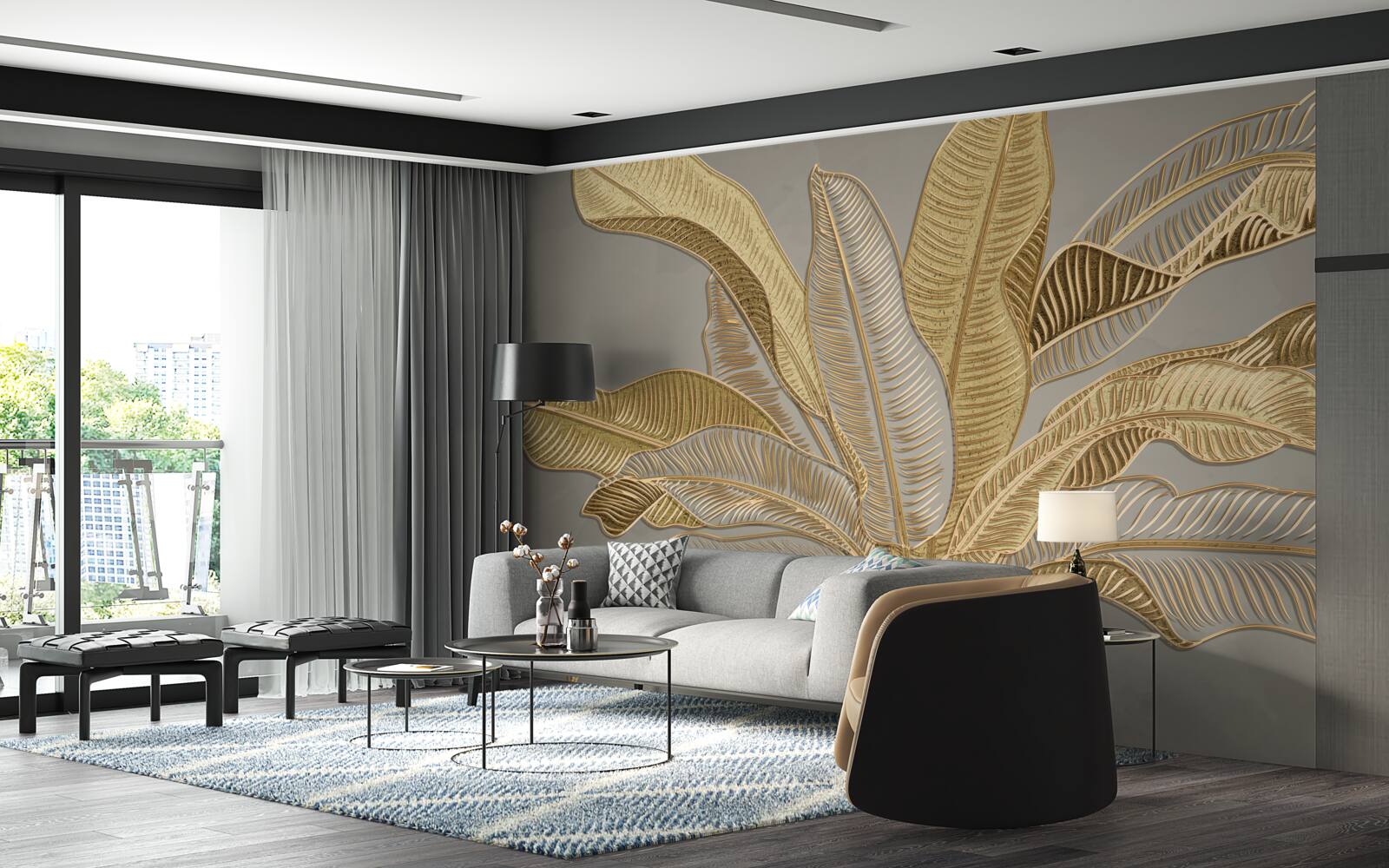 Fototapeten goldene Palme