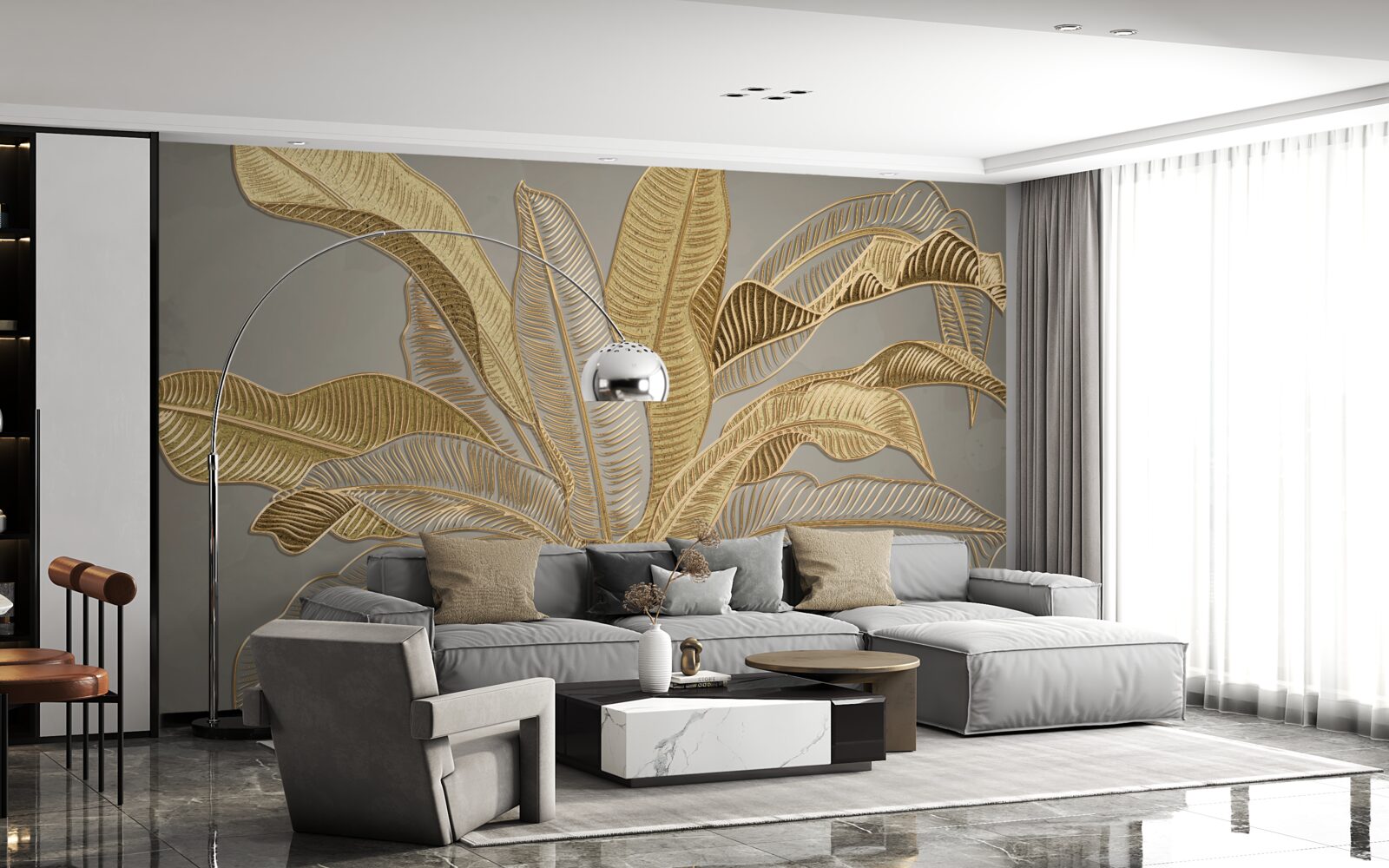 Fototapeten goldene Palme