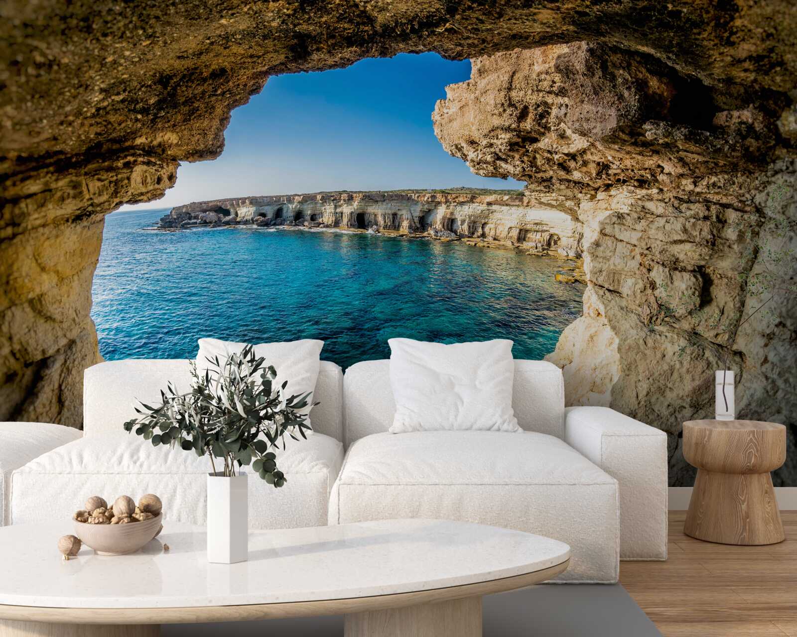 Fototapeten Grotte in der Nähe des Teiches