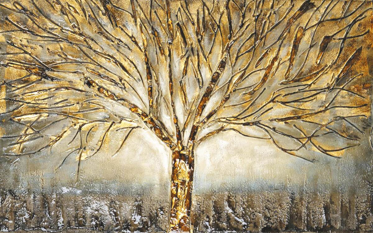 Fototapeten Ein Baum aus goldenem Metall