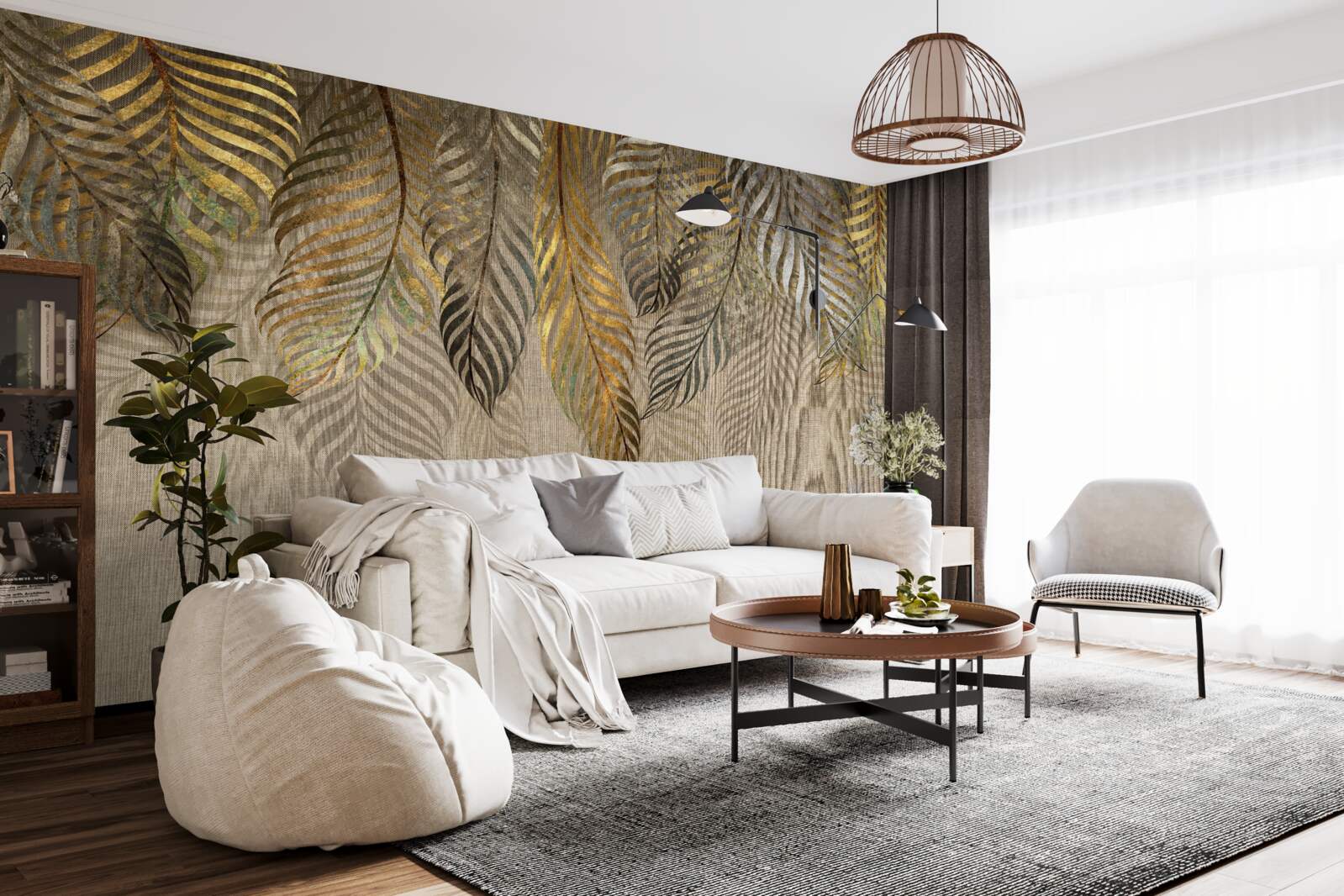 Fototapeten Goldene Palmblätter