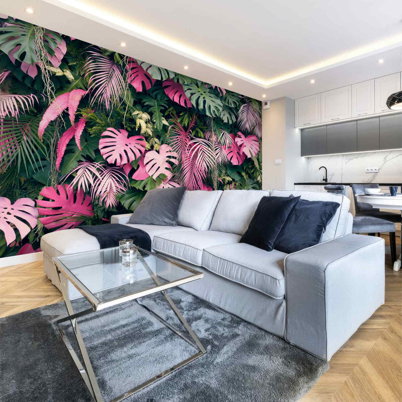 Fototapeten Rosa Palmblätter