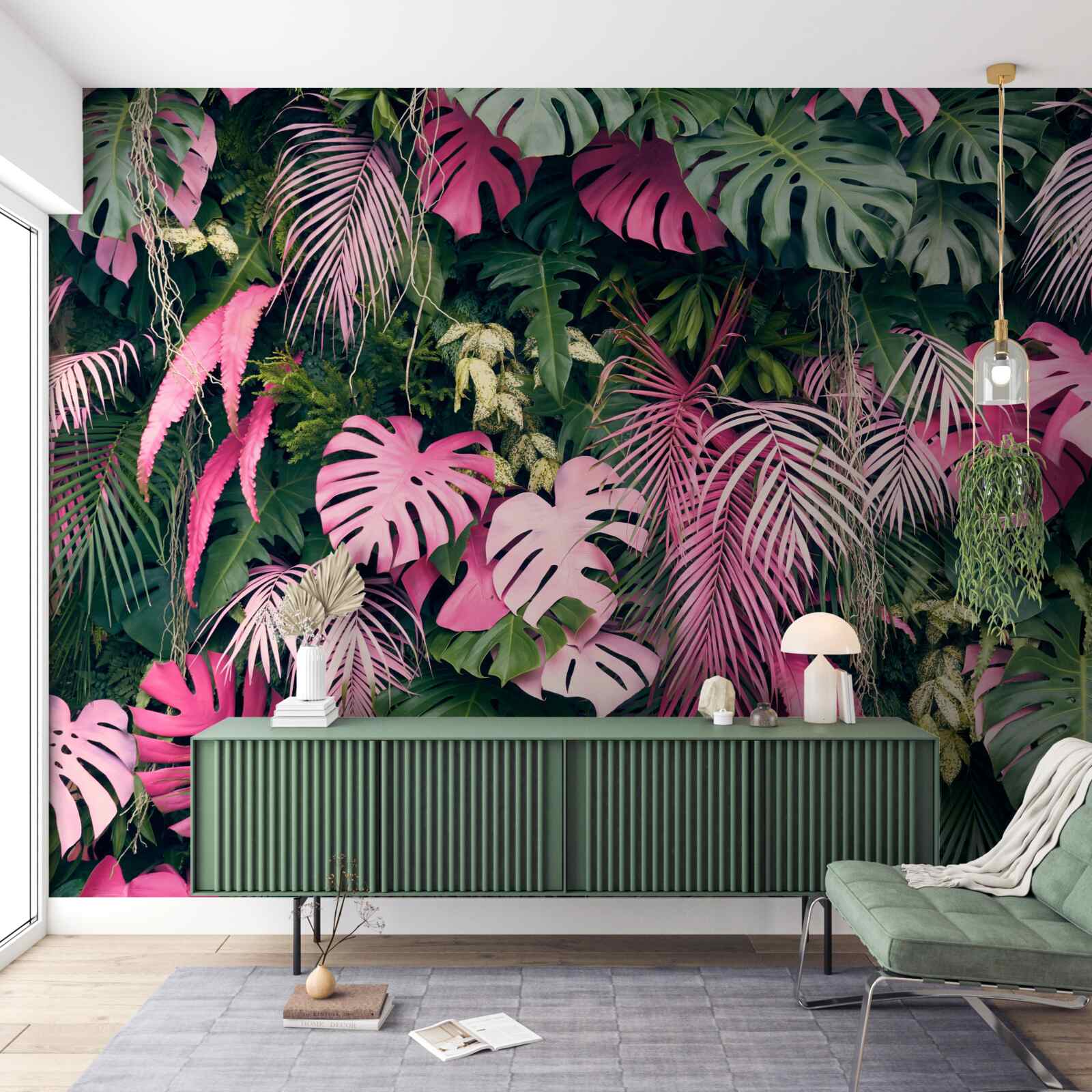 Fototapeten Rosa Palmblätter
