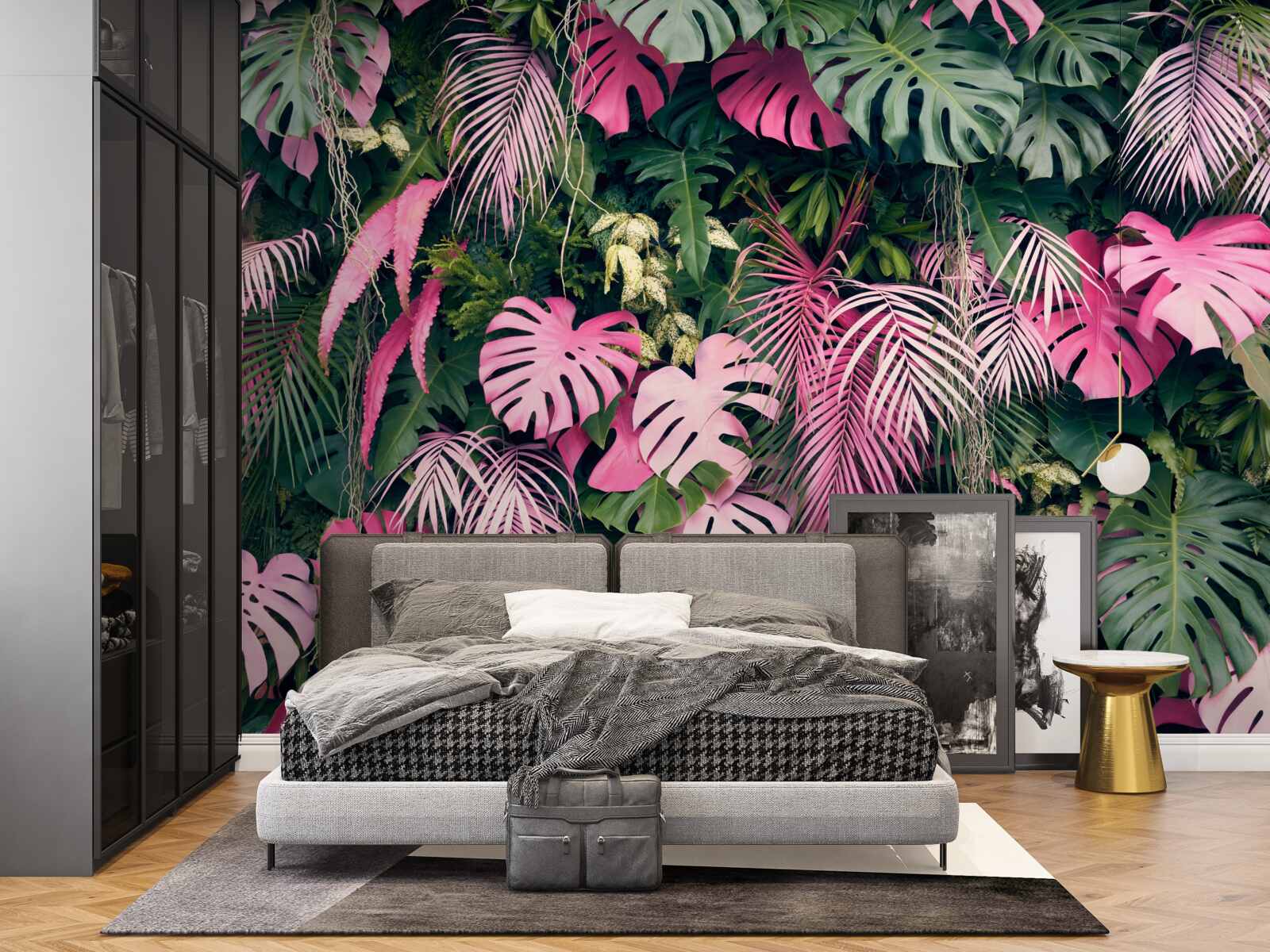 Fototapeten Rosa Palmblätter