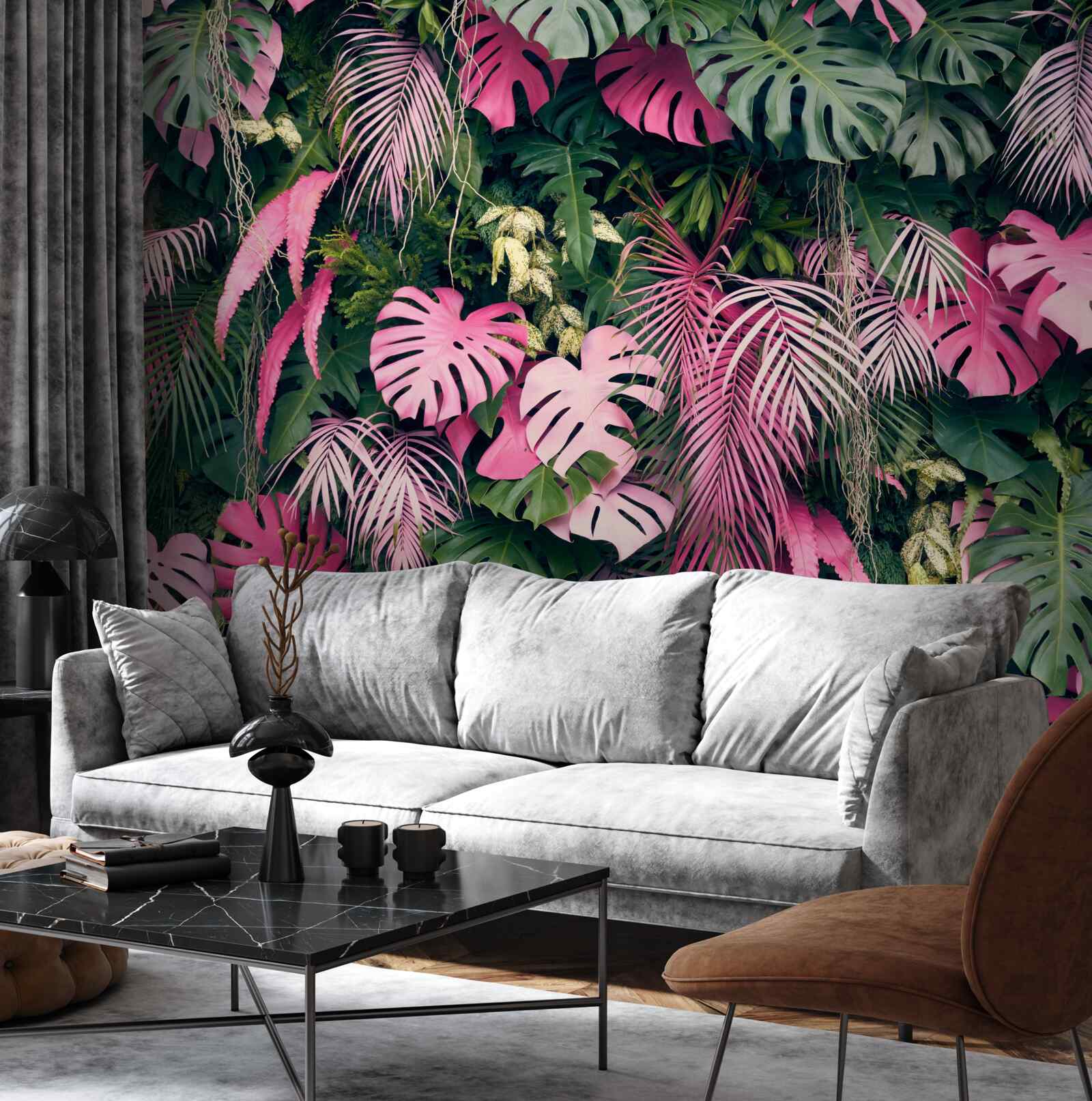 Fototapeten Rosa Palmblätter