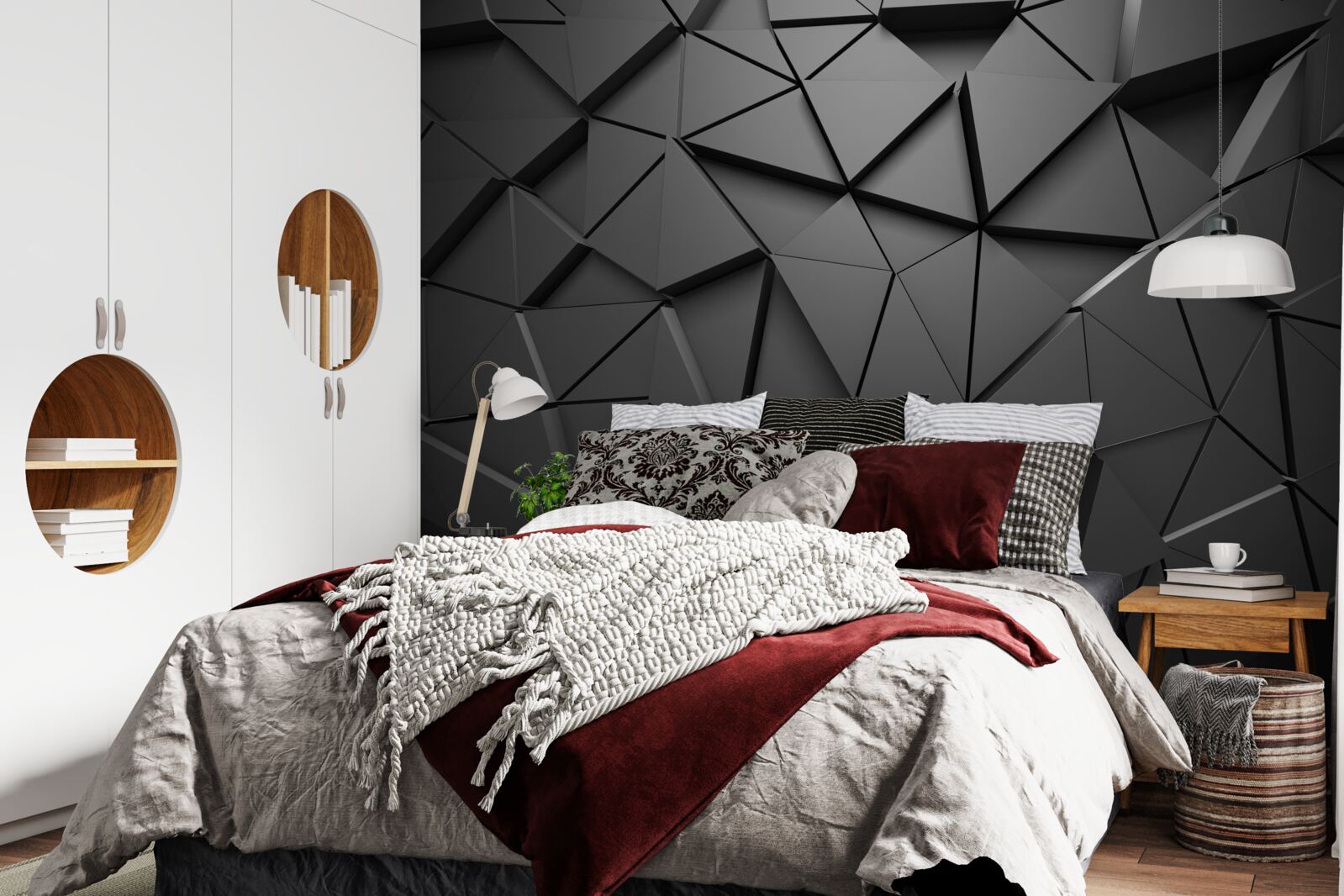 Fototapeten Schwarze volumetrische Wand