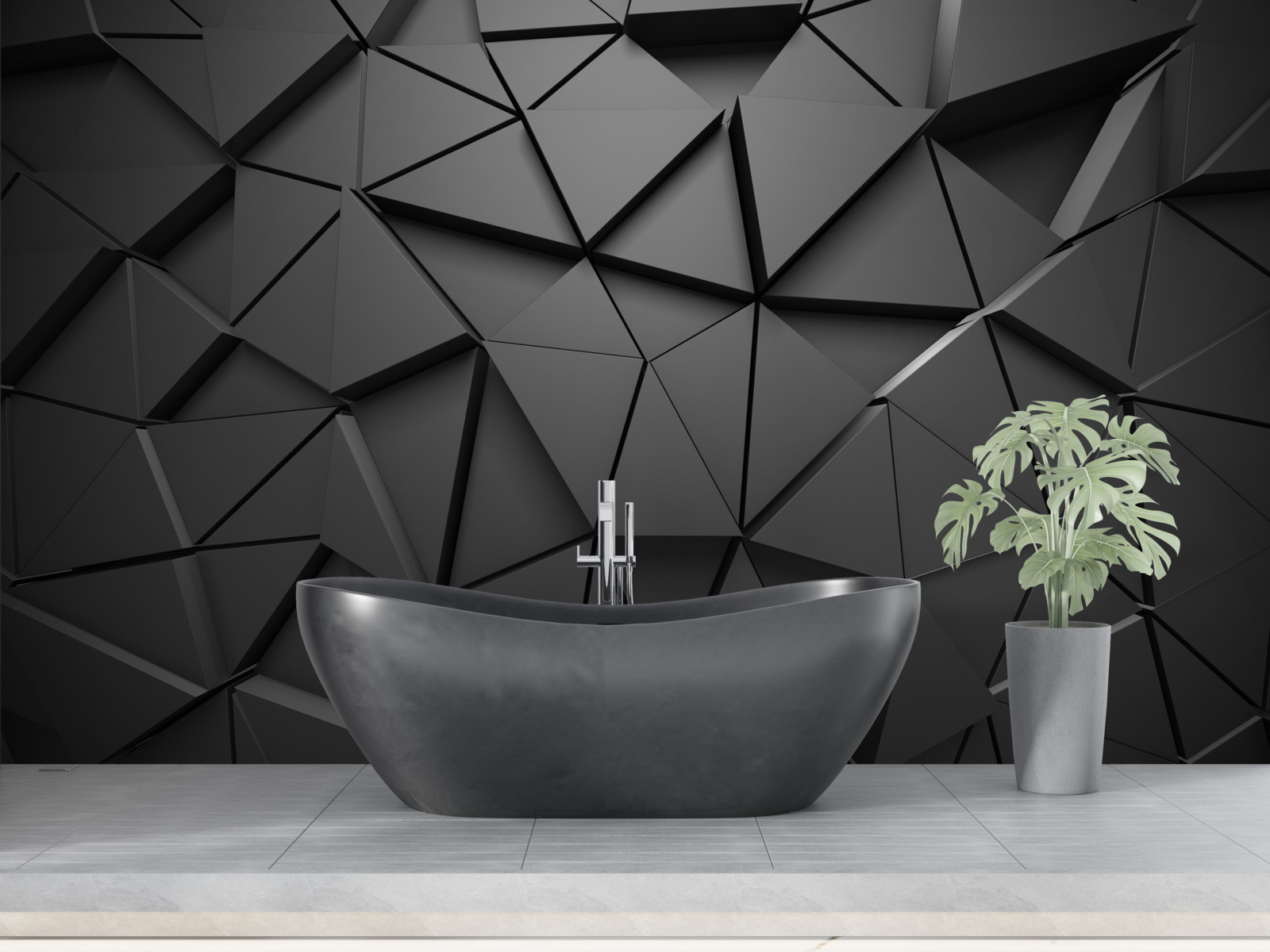 Fototapeten Schwarze volumetrische Wand