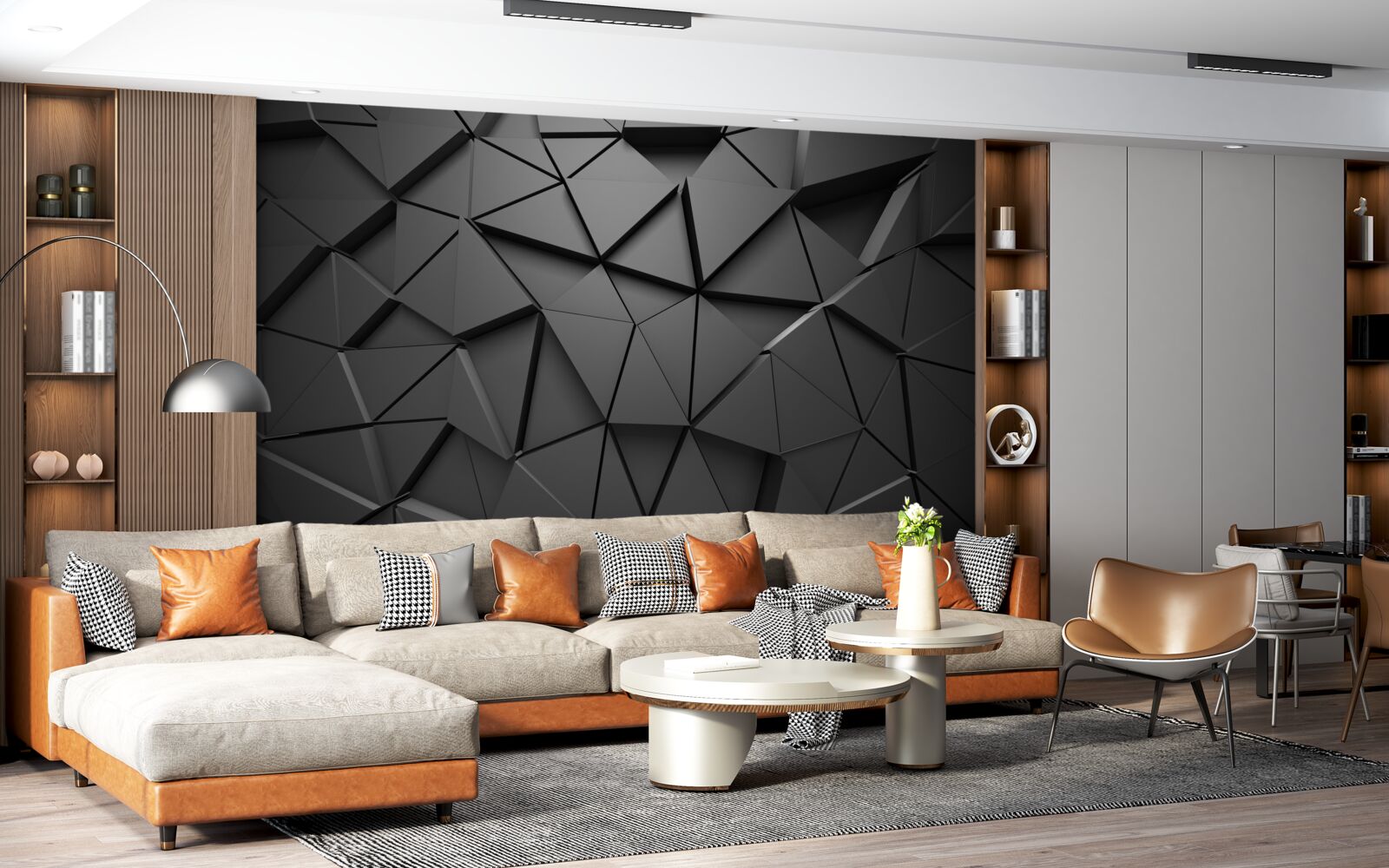 Fototapeten Schwarze volumetrische Wand