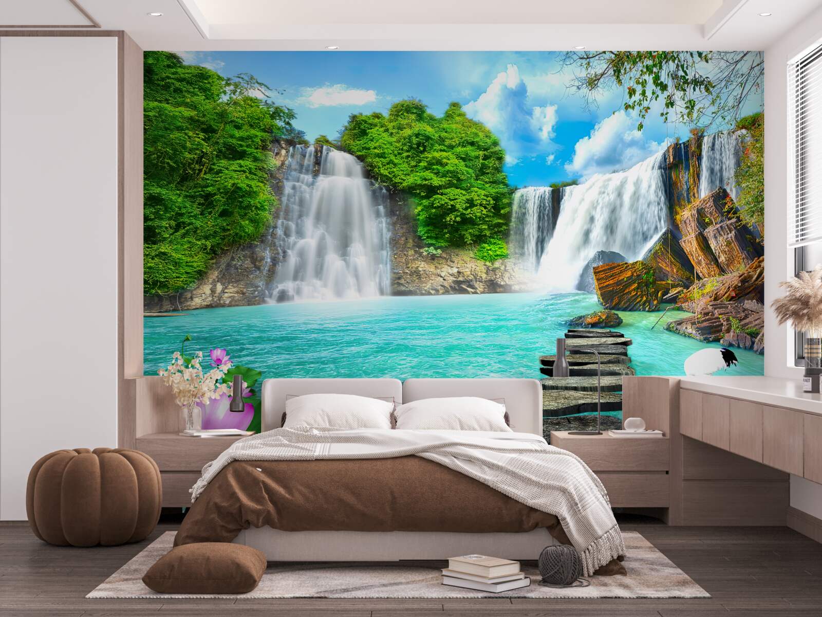 Fototapeten Waldwasserfall