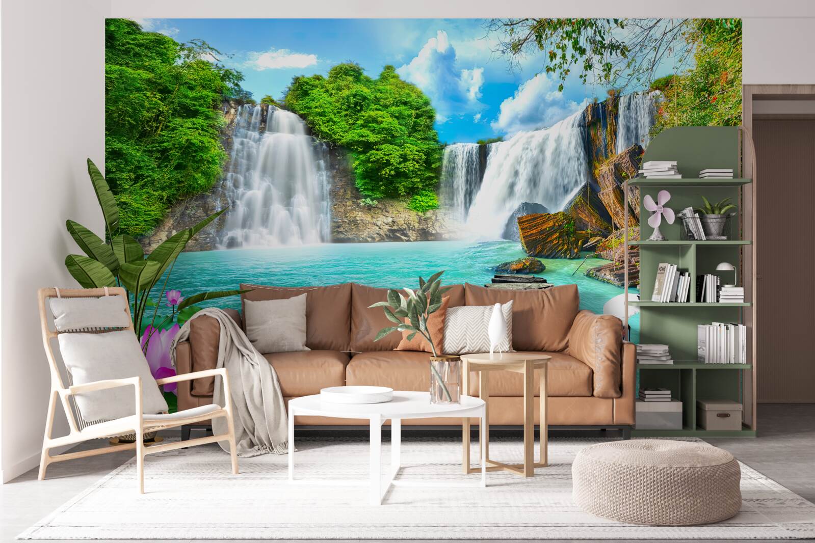 Fototapeten Waldwasserfall