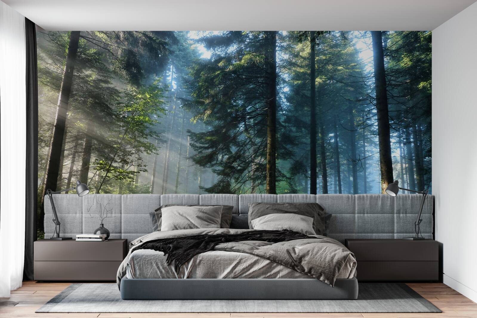 Fototapeten Wald voller Kiefern