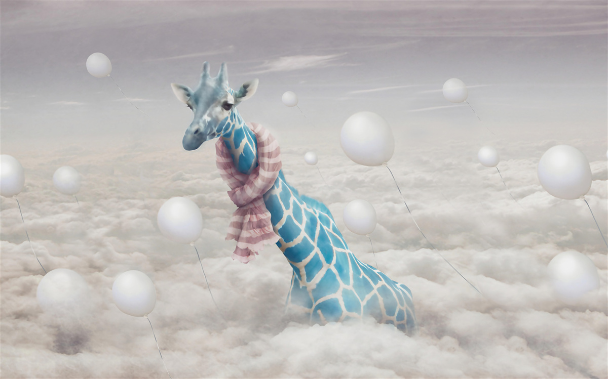 Fototapeten Blaue Giraffe