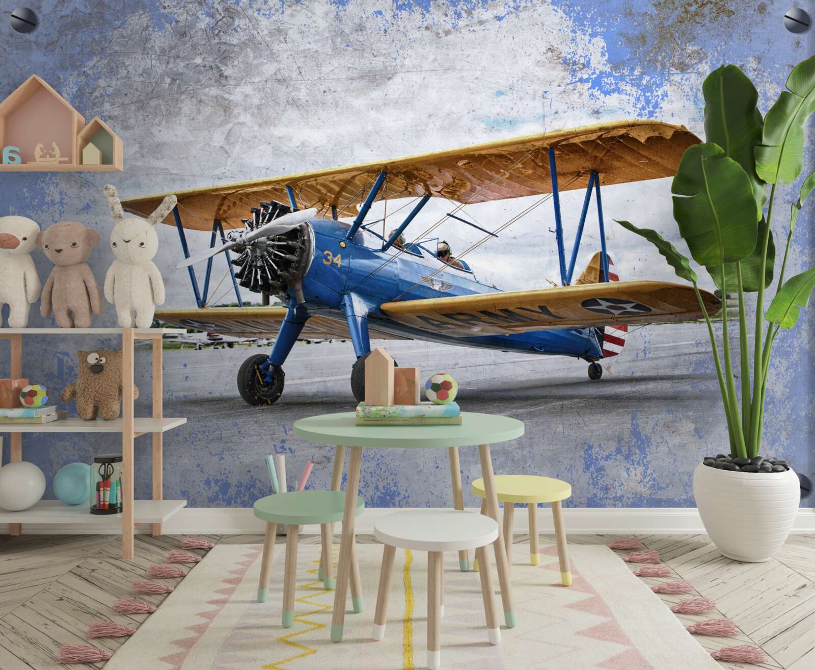 Fototapeten Flugzeug, Flugzeug und Doppeldecker