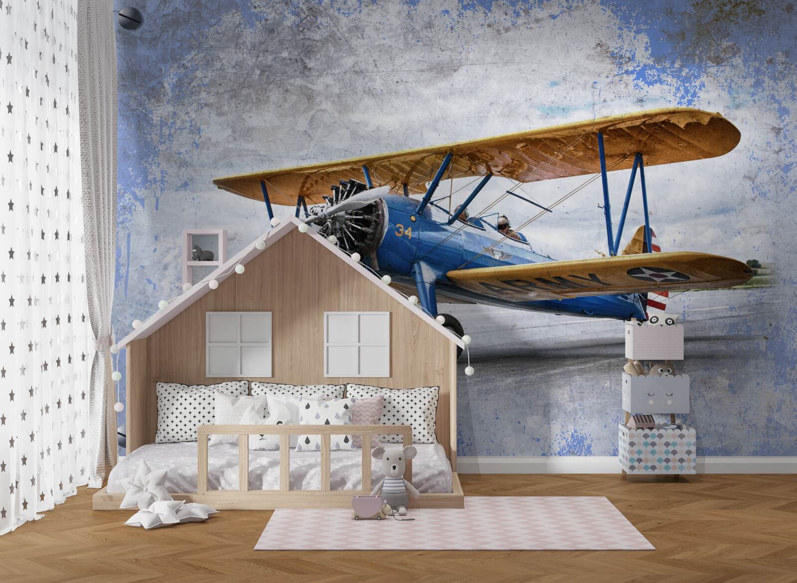 Fototapeten Flugzeug, Flugzeug und Doppeldecker