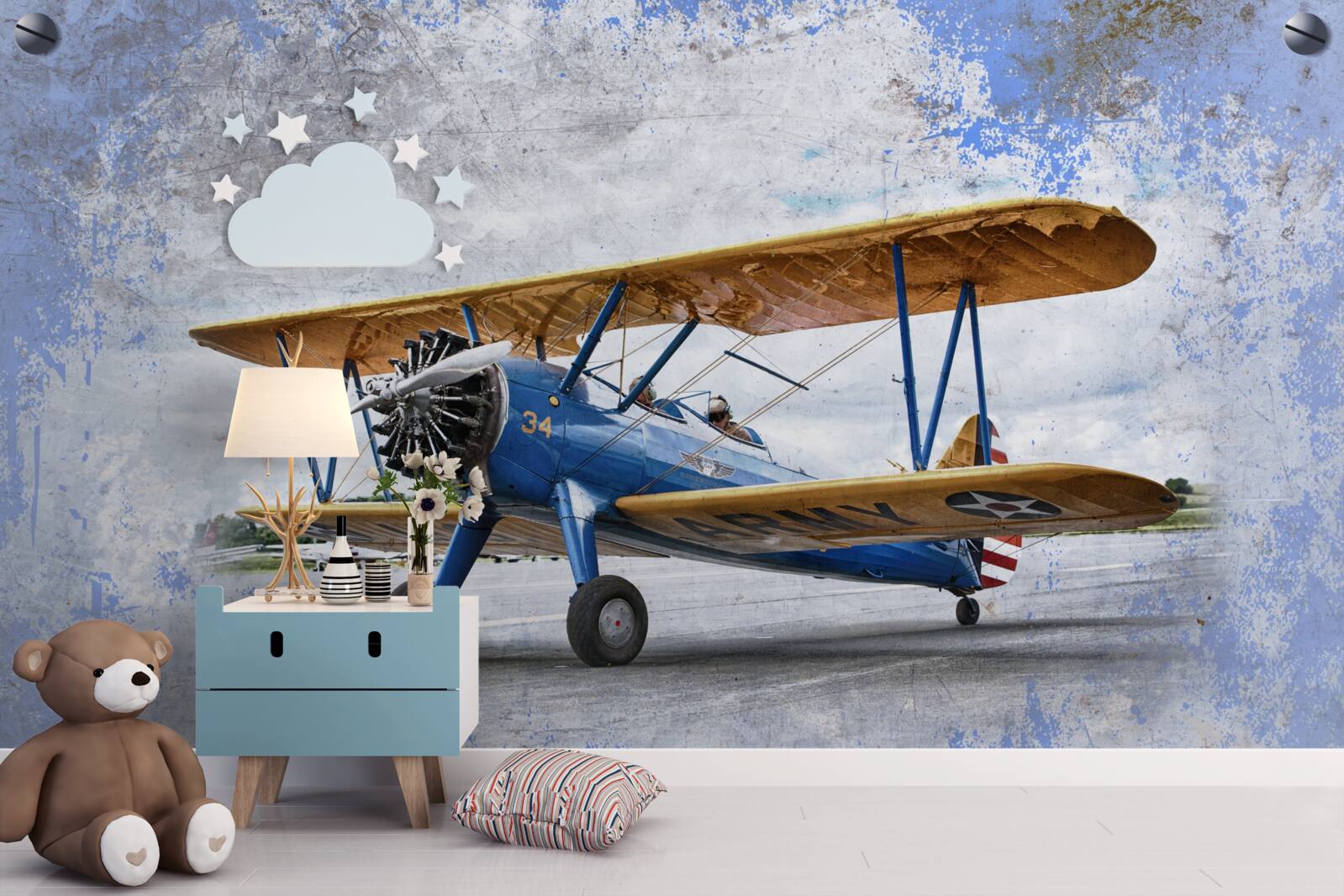Fototapeten Flugzeug, Flugzeug und Doppeldecker