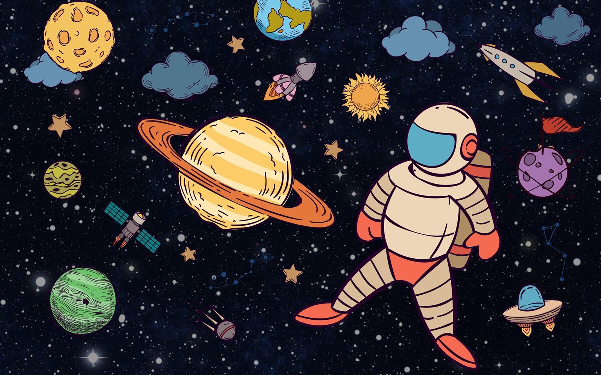 Fototapeten Astronaut unter blauen Körper