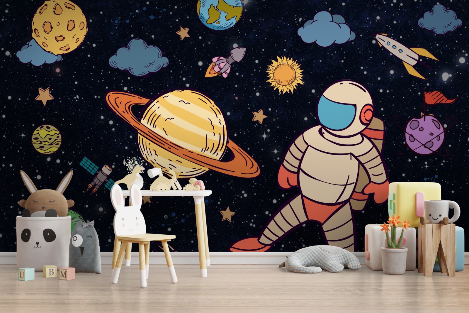 Fototapeten Astronaut unter blauen Körper