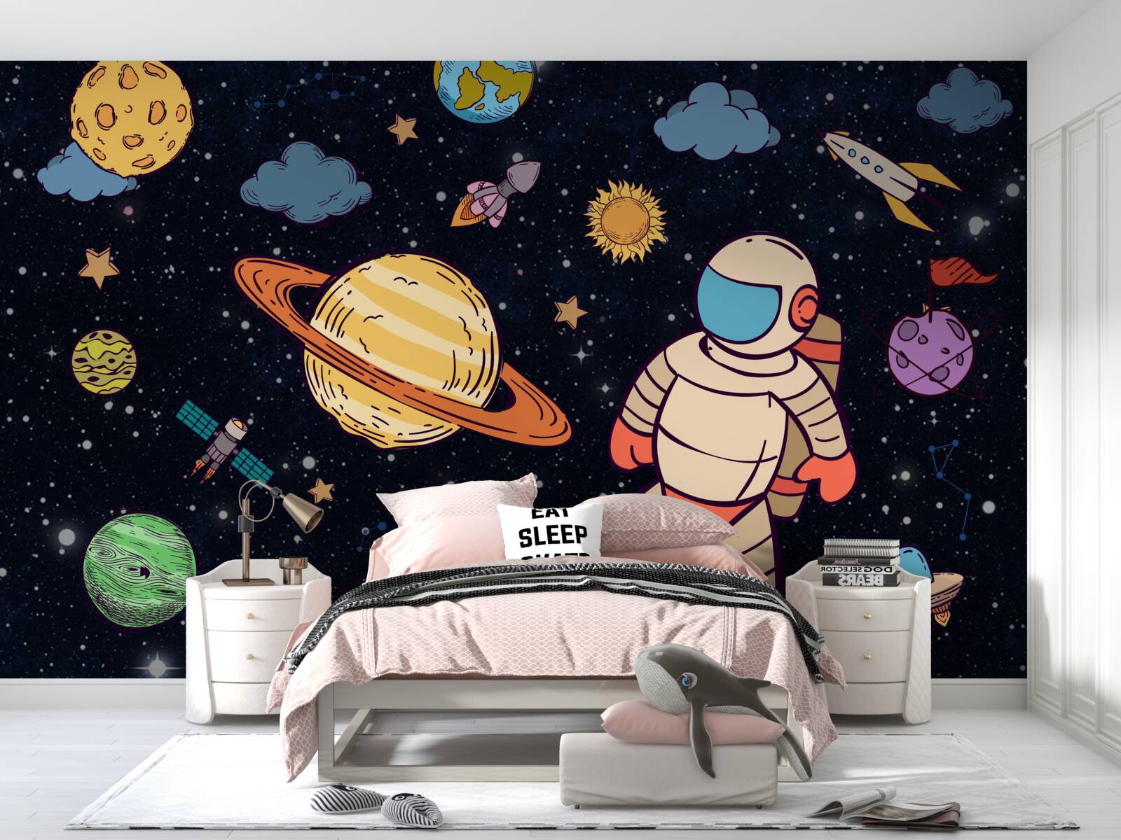Fototapeten Astronaut unter blauen Körper