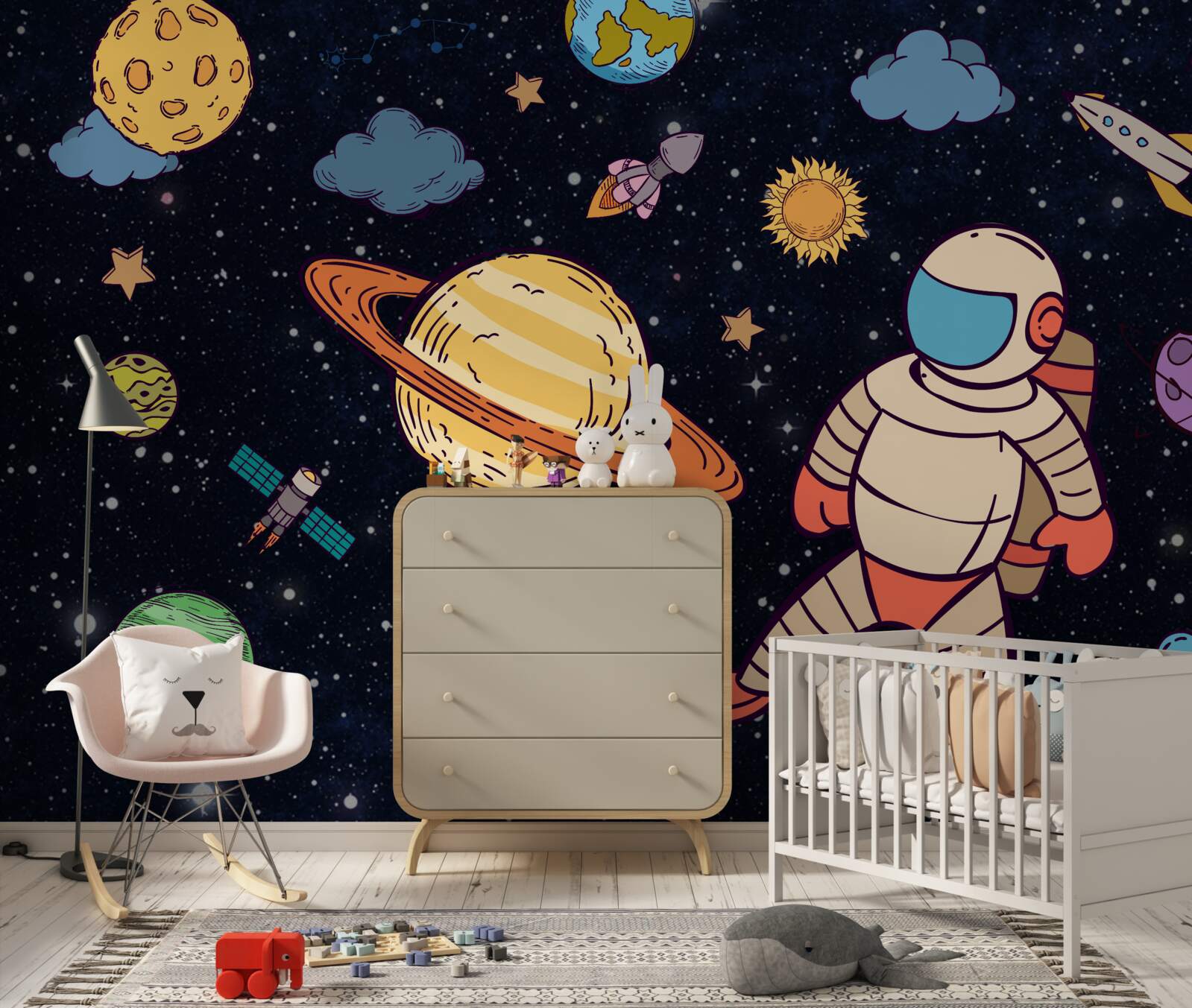 Fototapeten Astronaut unter blauen Körper