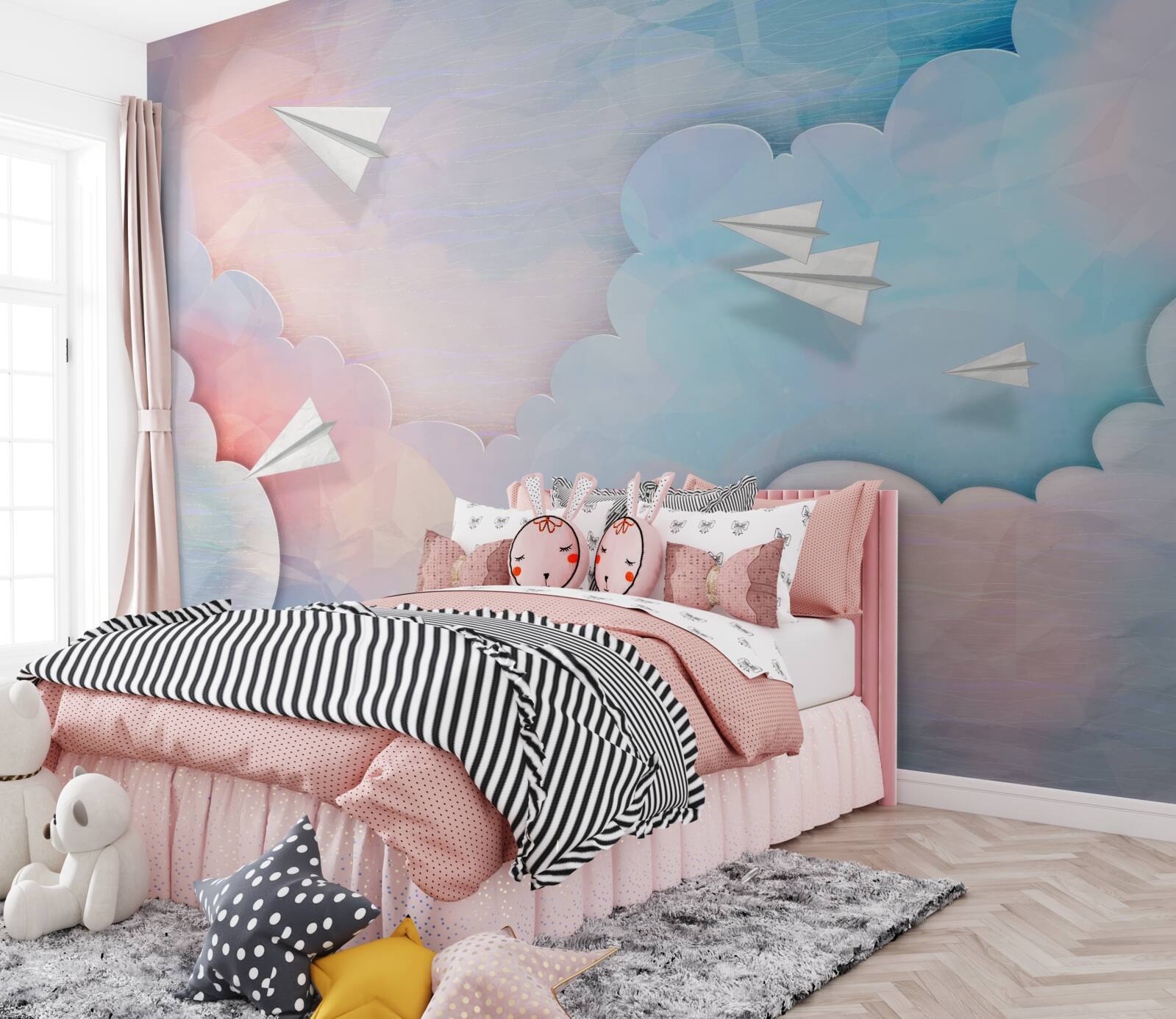 Fototapeten Himmel, Wand und Blau