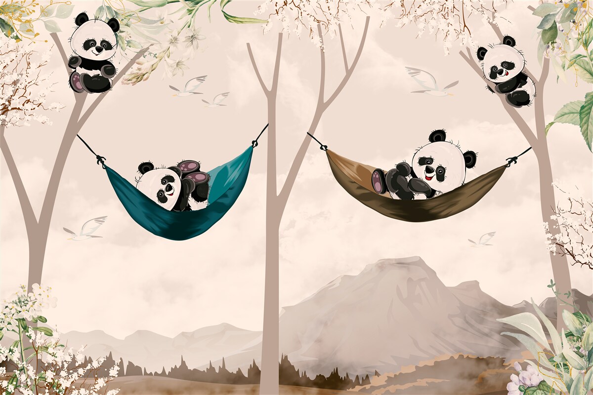 Fototapeten Bäume mit Pandas