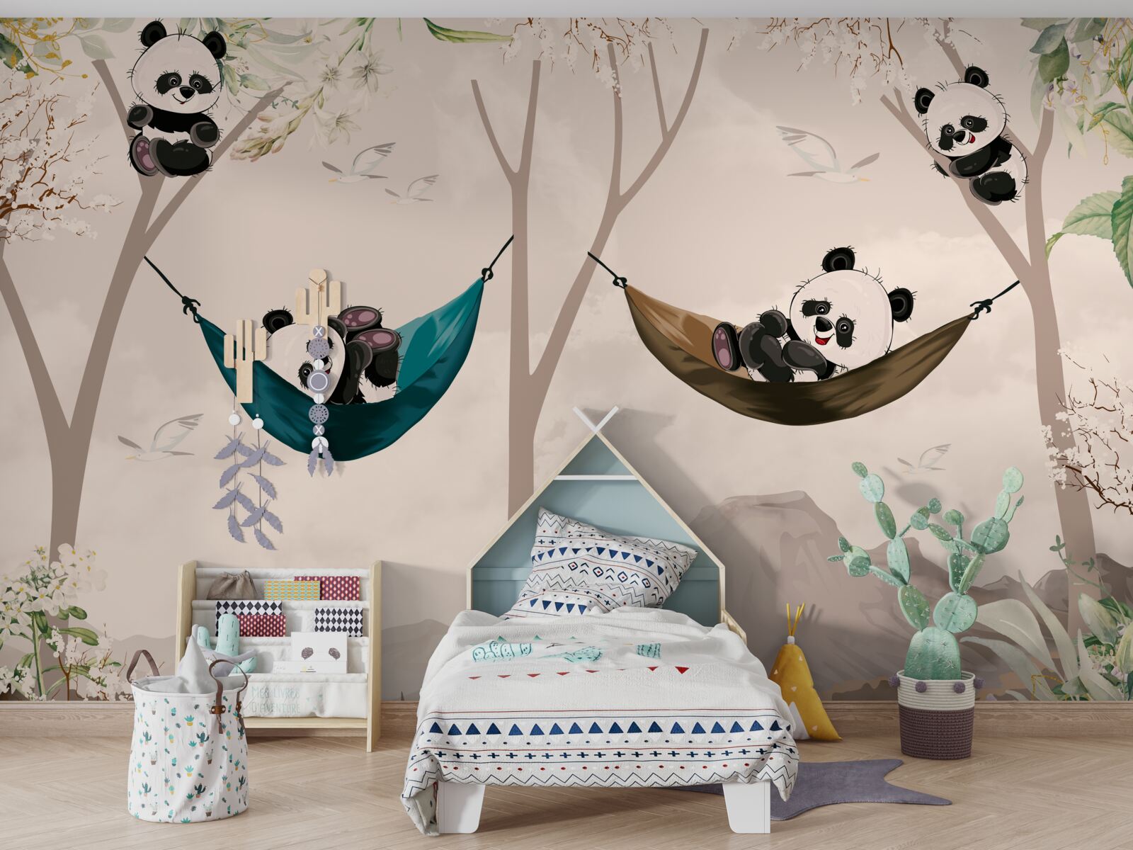 Fototapeten Bäume mit Pandas