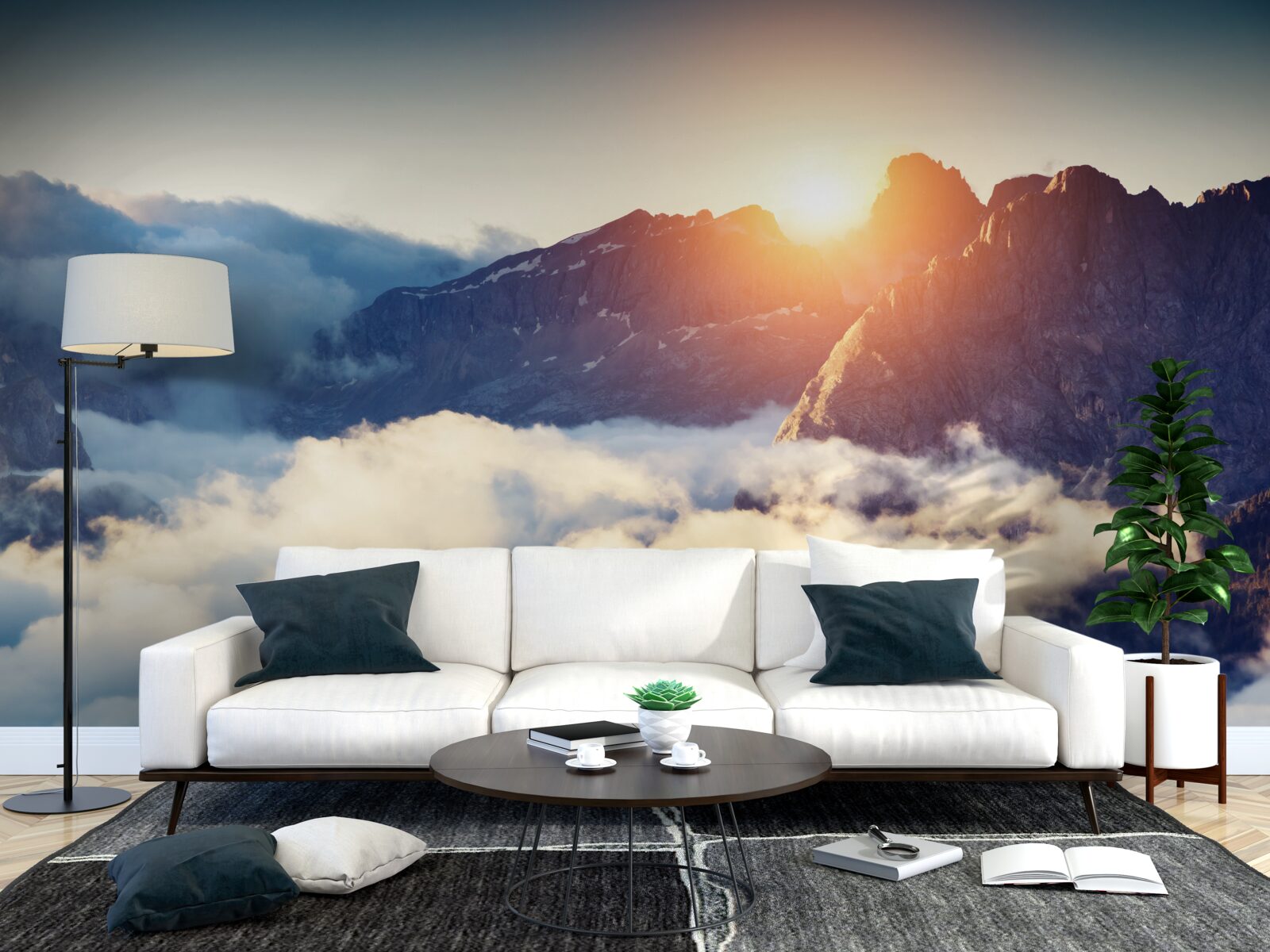 Fototapeten Sonnenuntergang in einer Berglandschaft