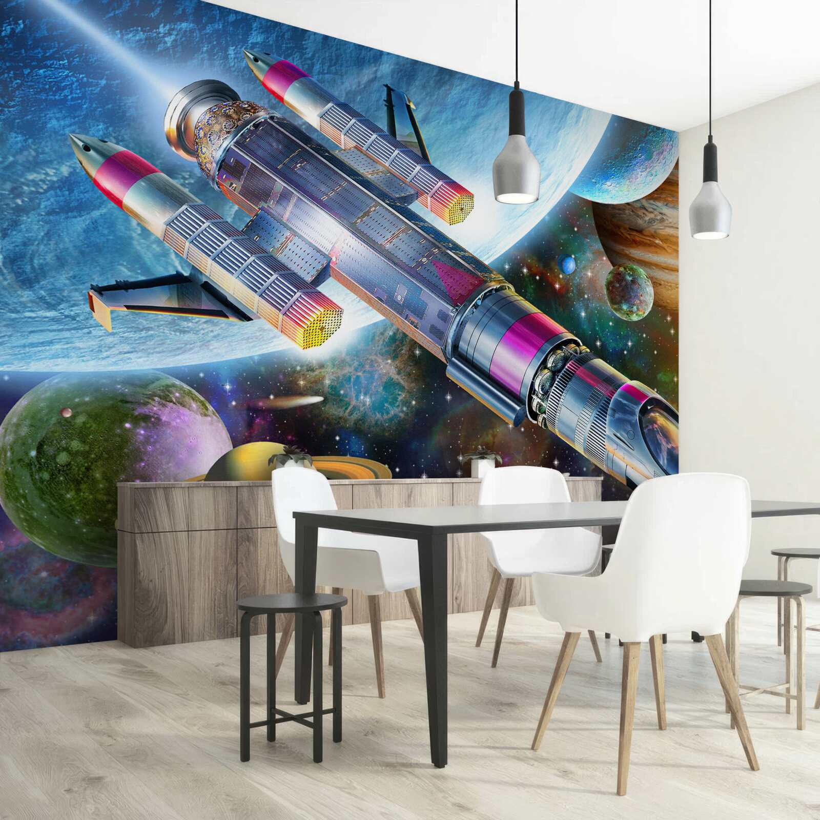 Fototapeten Weltraumumgebung, Universum und Satelliten