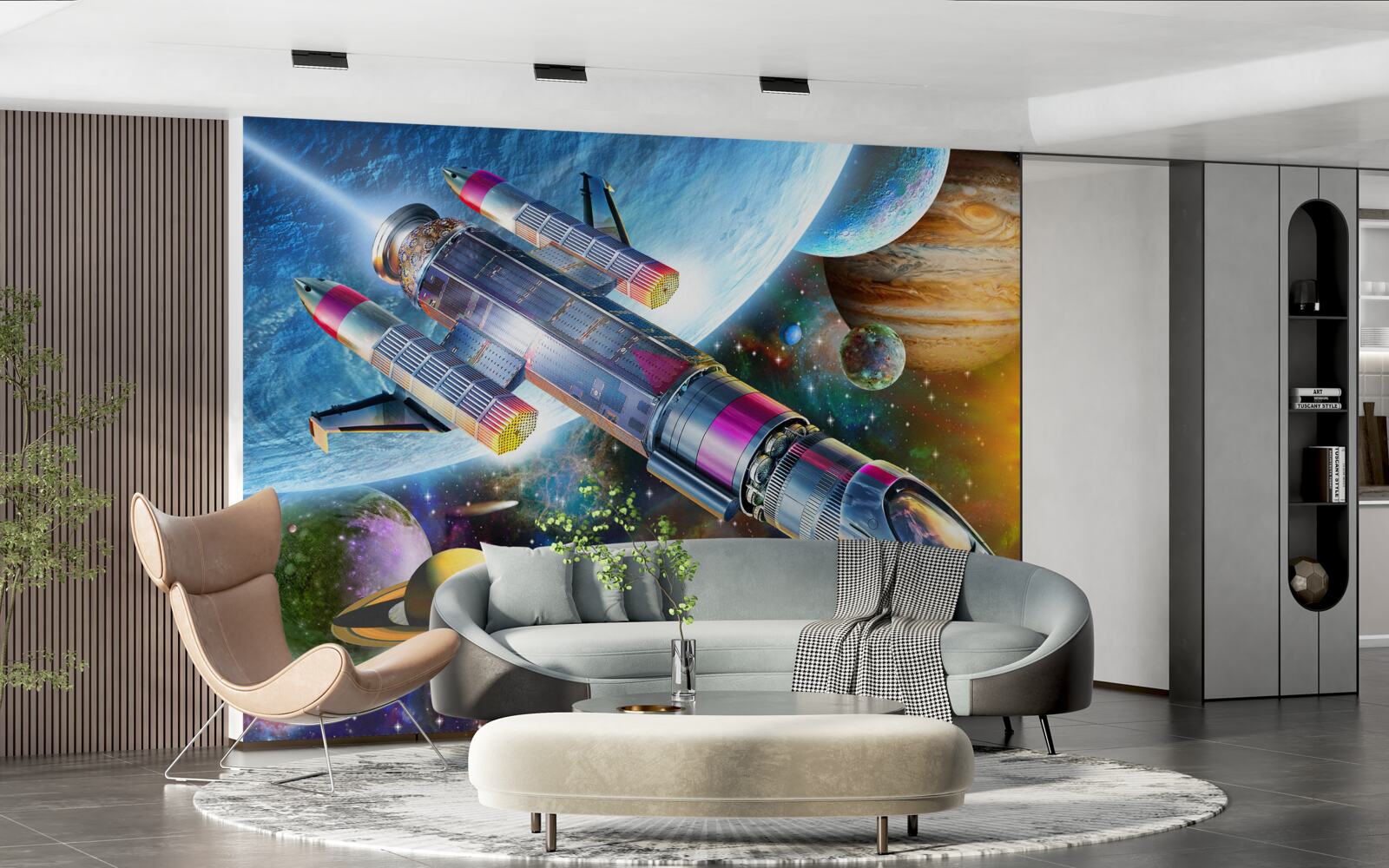 Fototapeten Weltraumumgebung, Universum und Satelliten