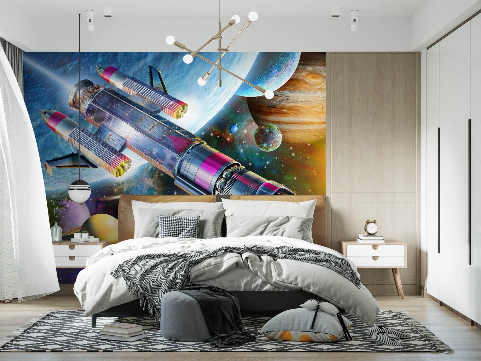Fototapeten Weltraumumgebung, Universum und Satelliten