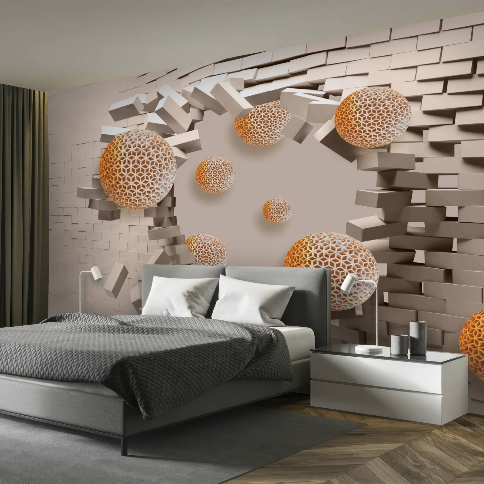 Fototapeten 3D -Bälle und eine Partition