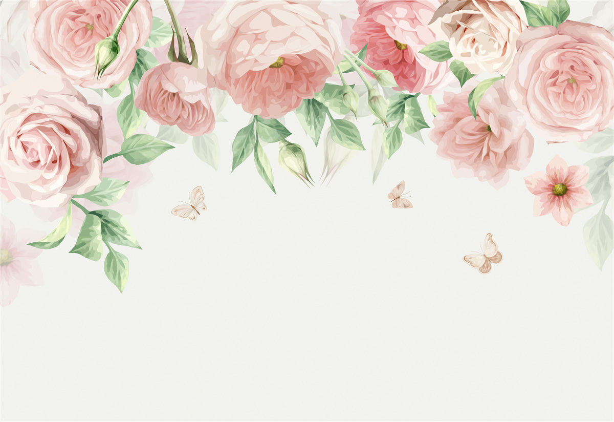 Fototapeten Blüten mit Aquarellen gemalt