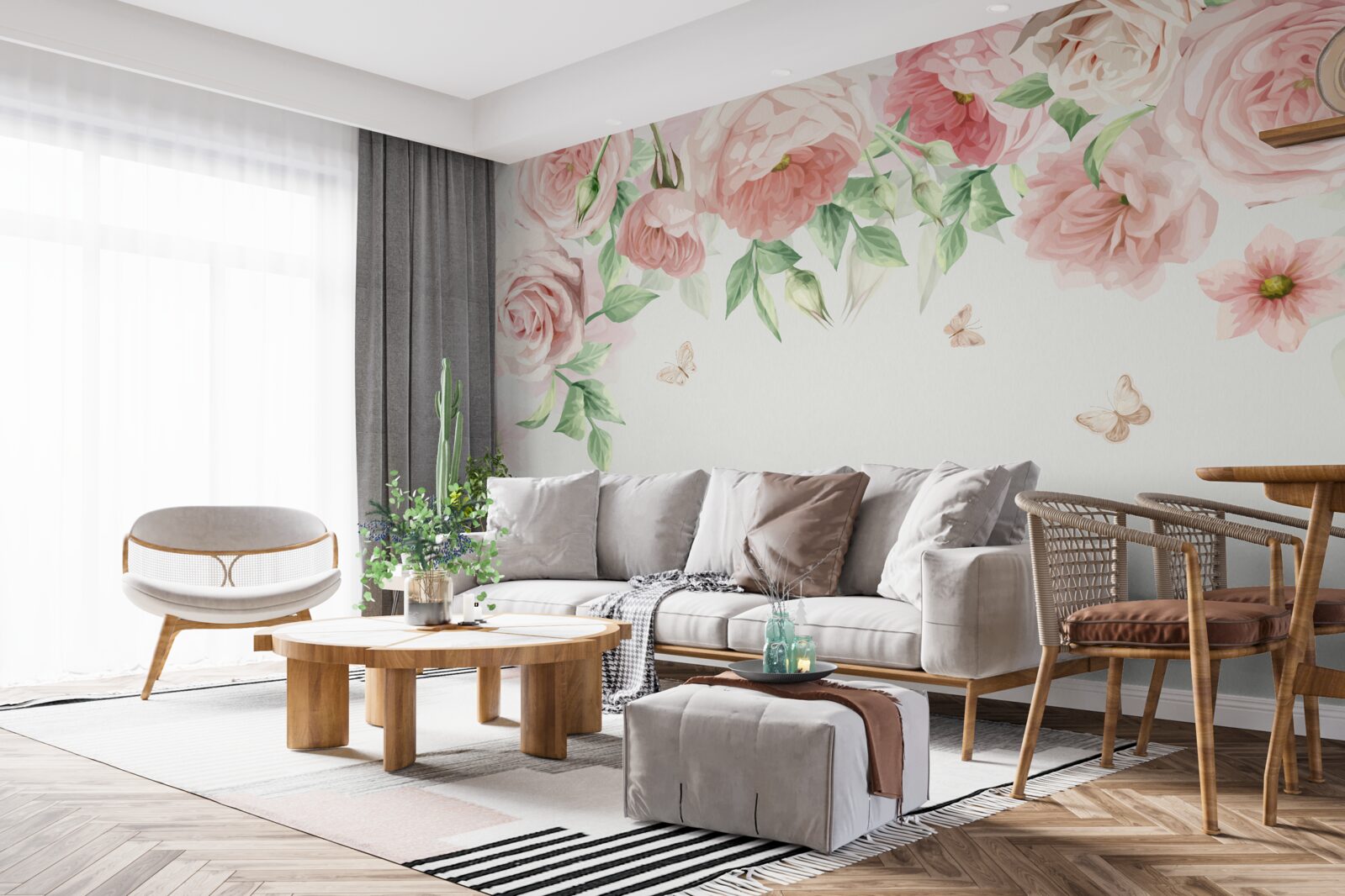 Fototapeten Blüten mit Aquarellen gemalt