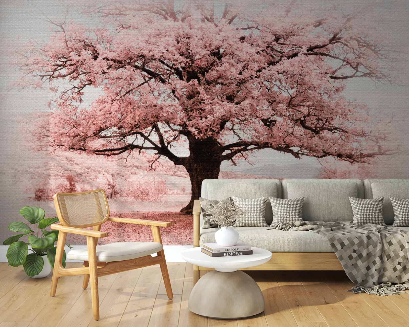 Fototapeten Die Landschaft wird in Rosa -Schatten gehalten