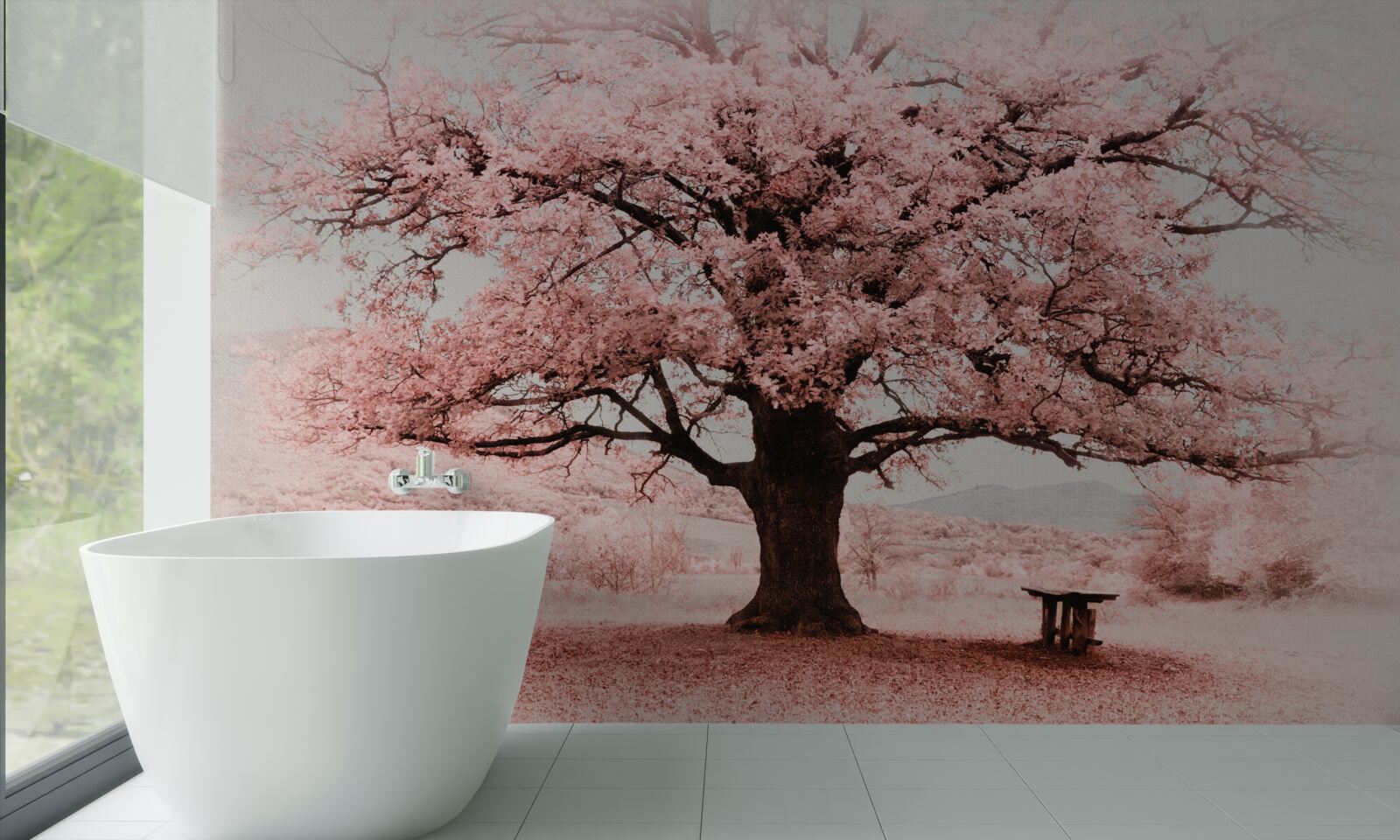 Fototapeten Die Landschaft wird in Rosa -Schatten gehalten