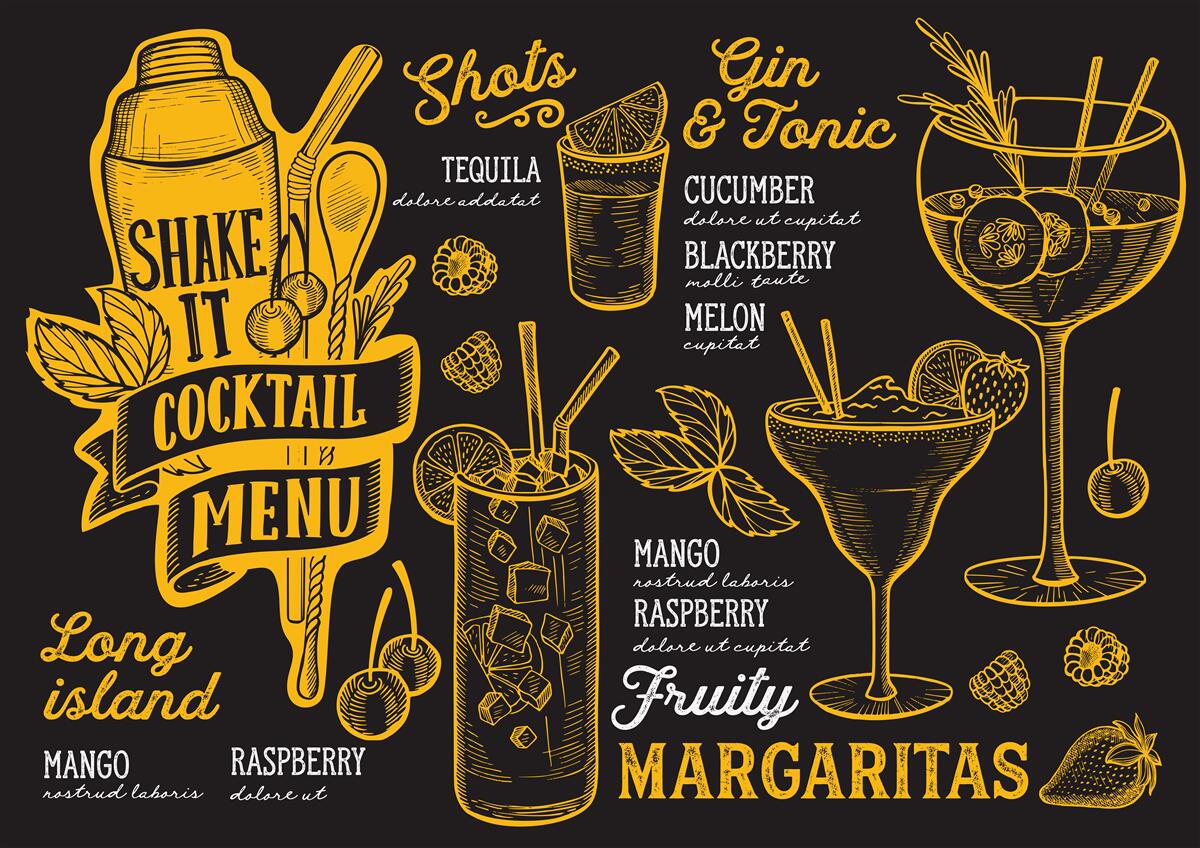 Fototapeten Cocktailmenü