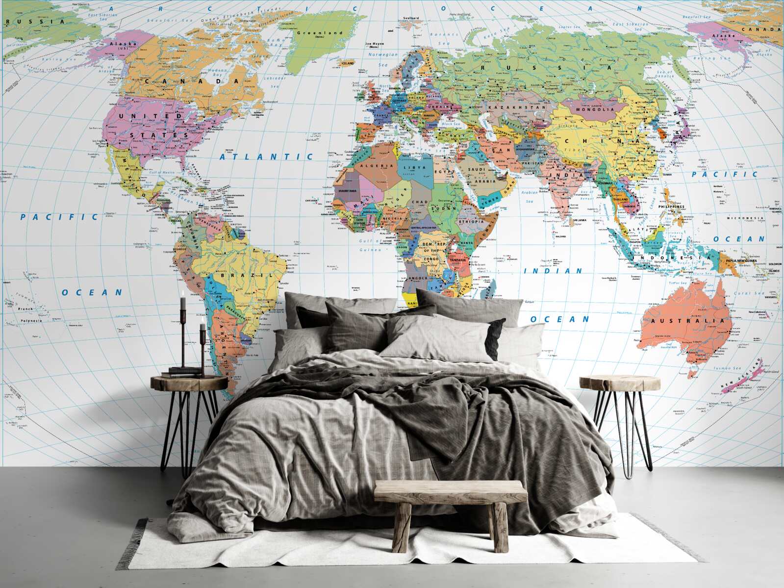 Fototapeten Karte der Welt aus geopolitischer Sicht