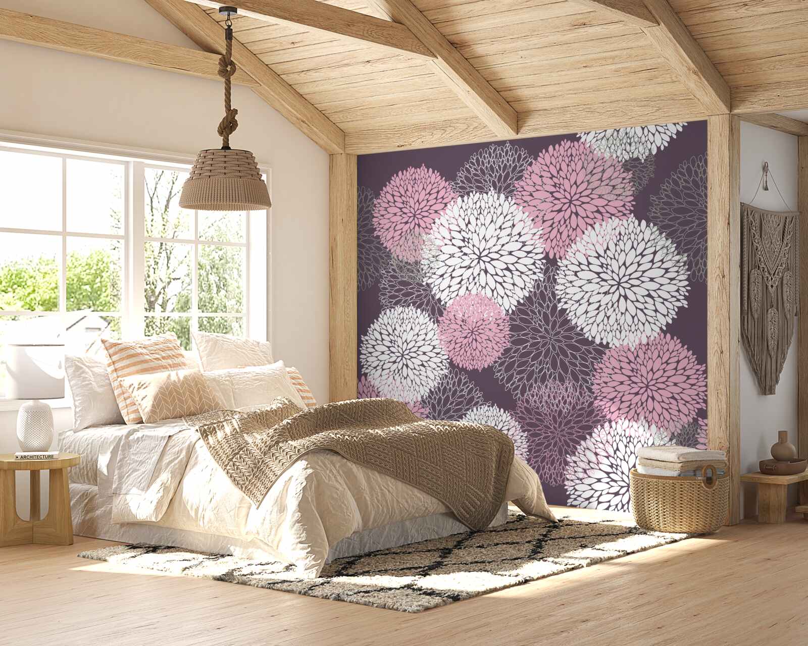 Fototapeten Löwenzahnknospen sind in Weiß, Rosa und Grau gefunden