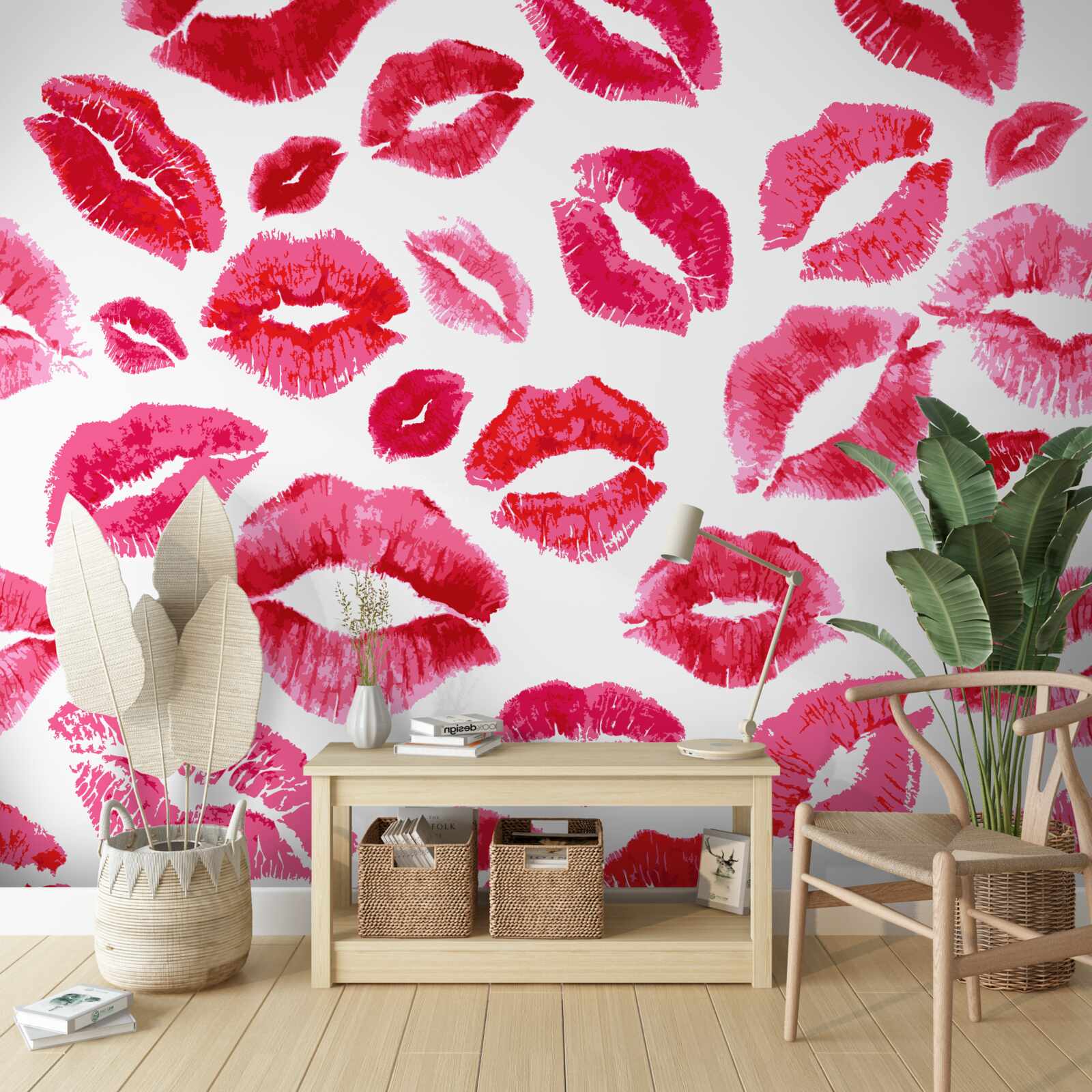 Fototapeten Spuren des purpurroten Lippenstifts