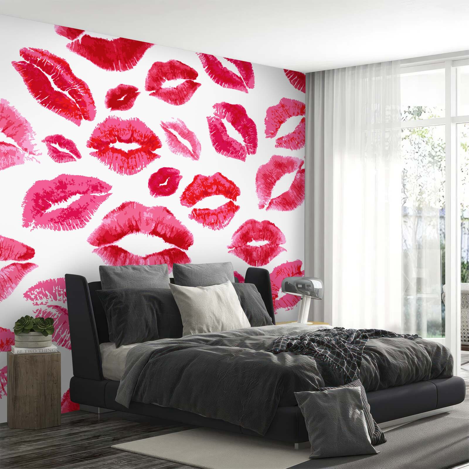 Fototapeten Spuren des purpurroten Lippenstifts