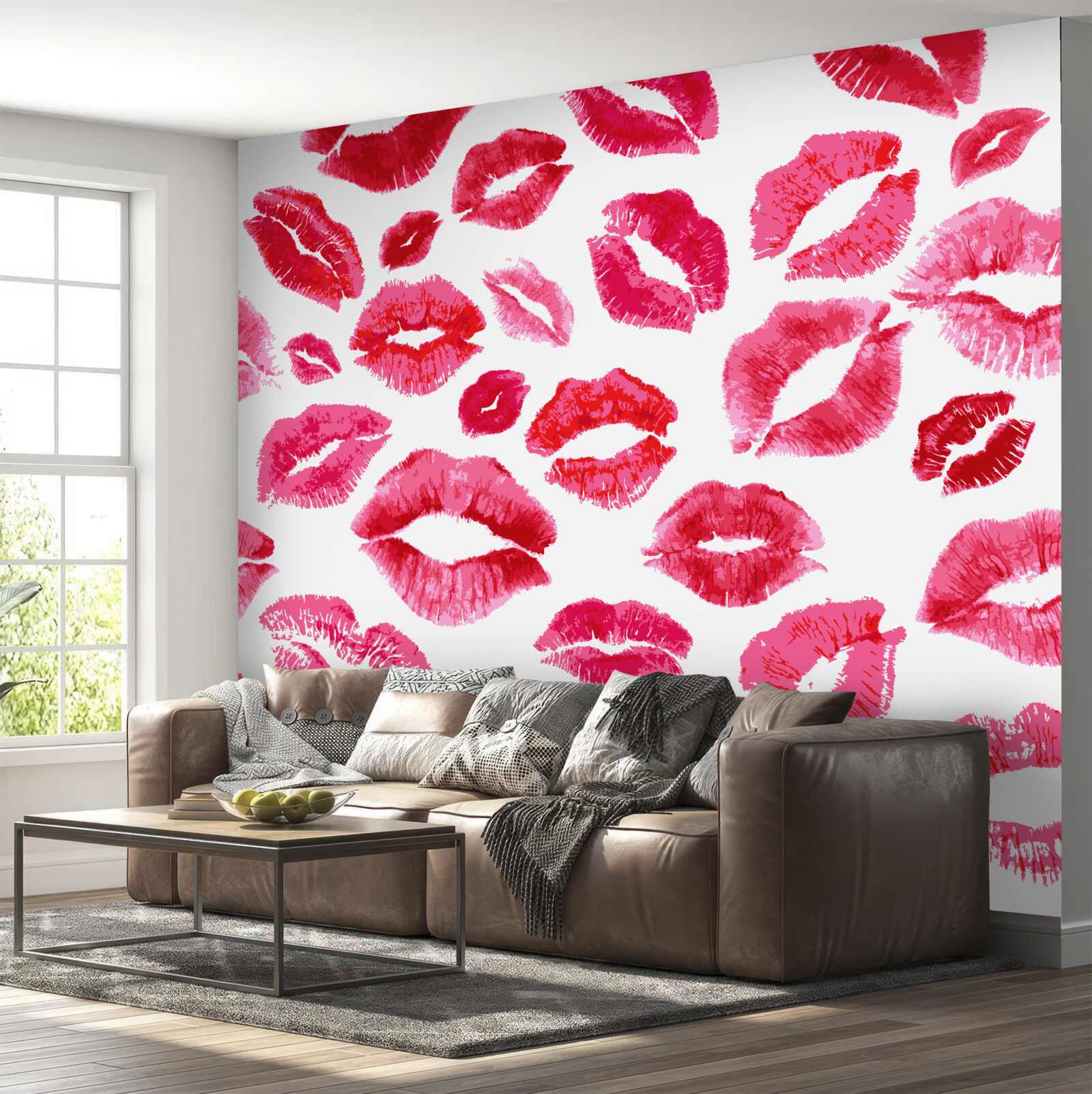 Fototapeten Spuren des purpurroten Lippenstifts
